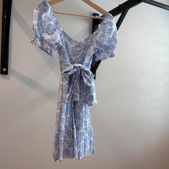 Altar'd State Blue and White Tie Back Short Dress Small - Picture 3 of 8